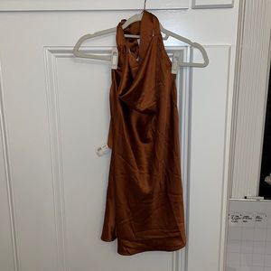 Chocolate brown satin halter dress